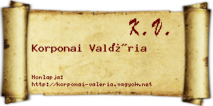 Korponai Valéria névjegykártya