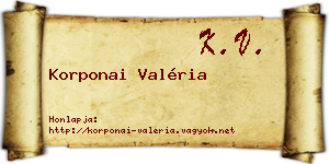 Korponai Valéria névjegykártya
